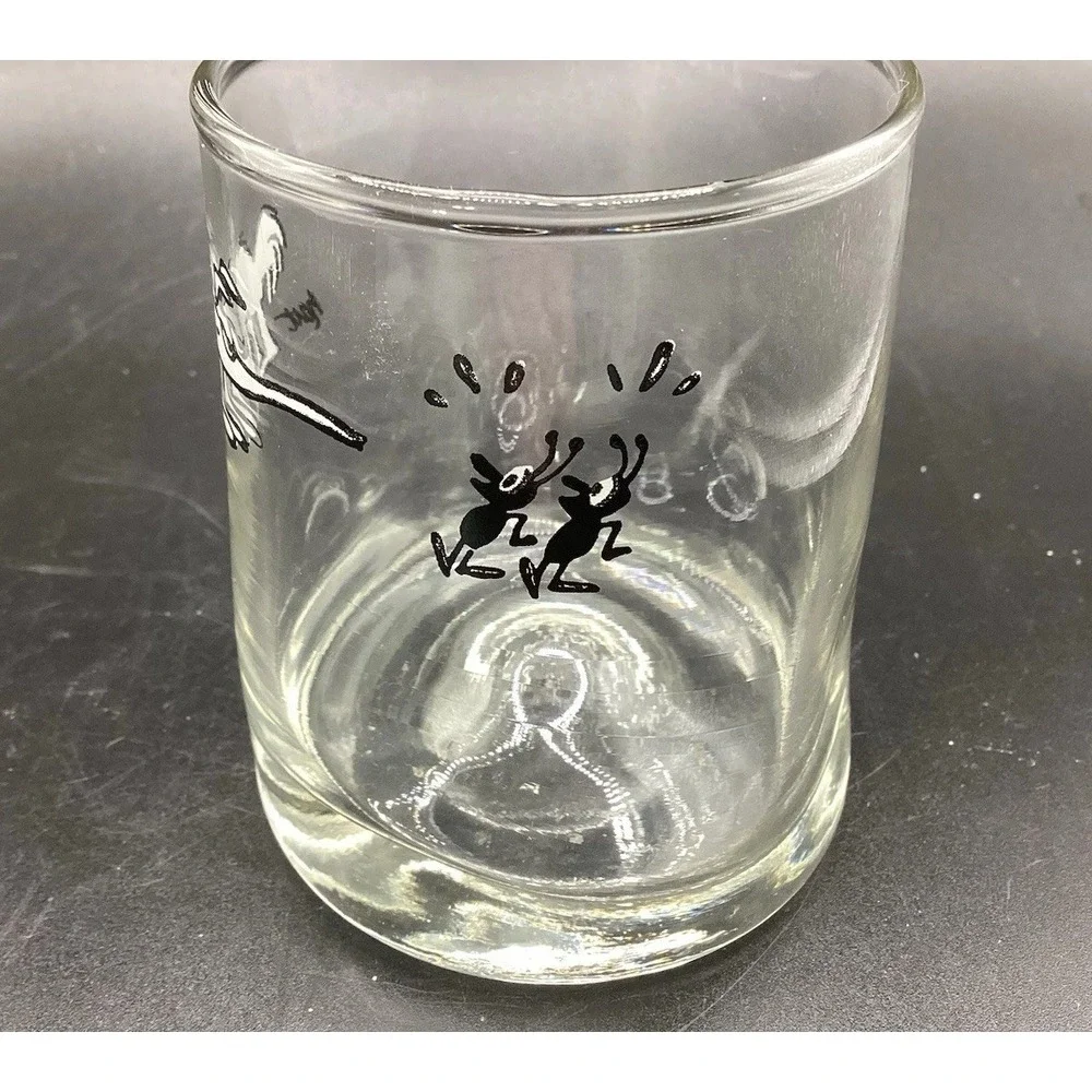 VTG BC Comics Ice Age Aardvark Anteater & Ants Glass-J Hart- 6 Oz Lowball Whisky